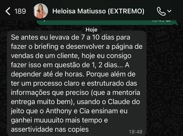 Depoimento de aluno