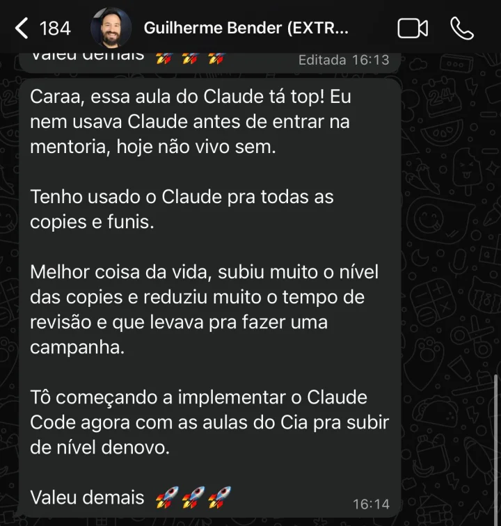Depoimento de aluno
