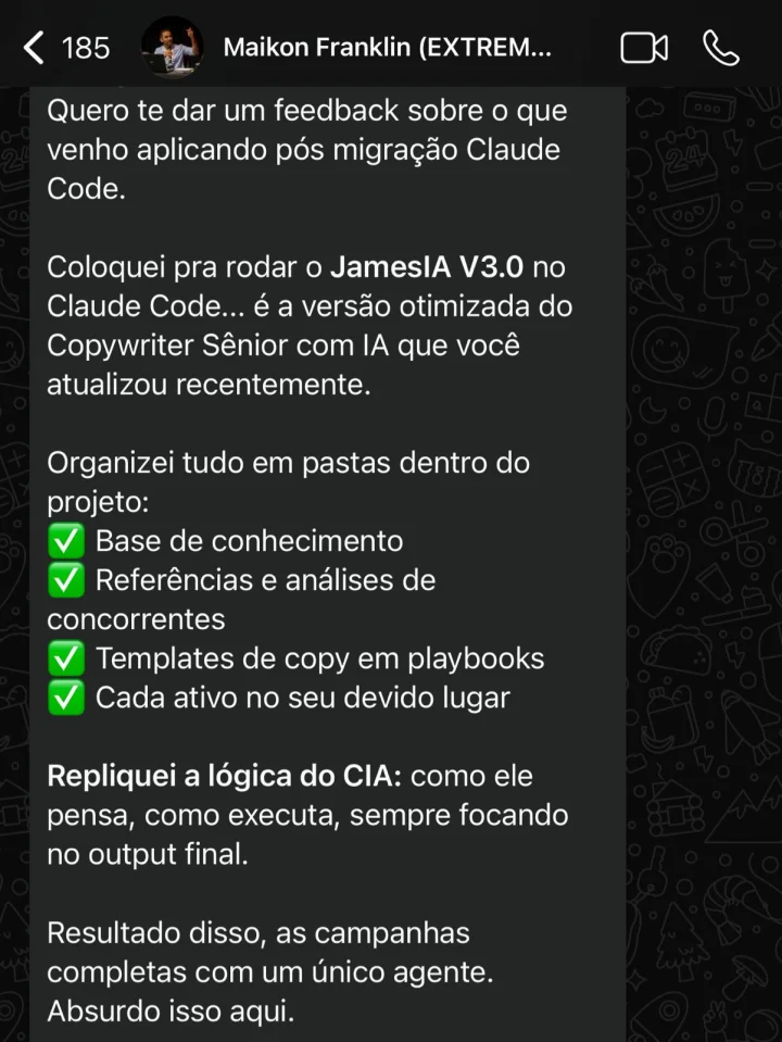 Depoimento de aluno