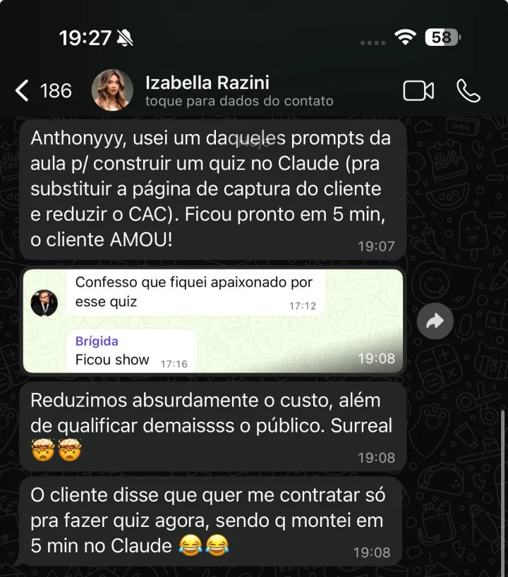 Depoimento de aluno