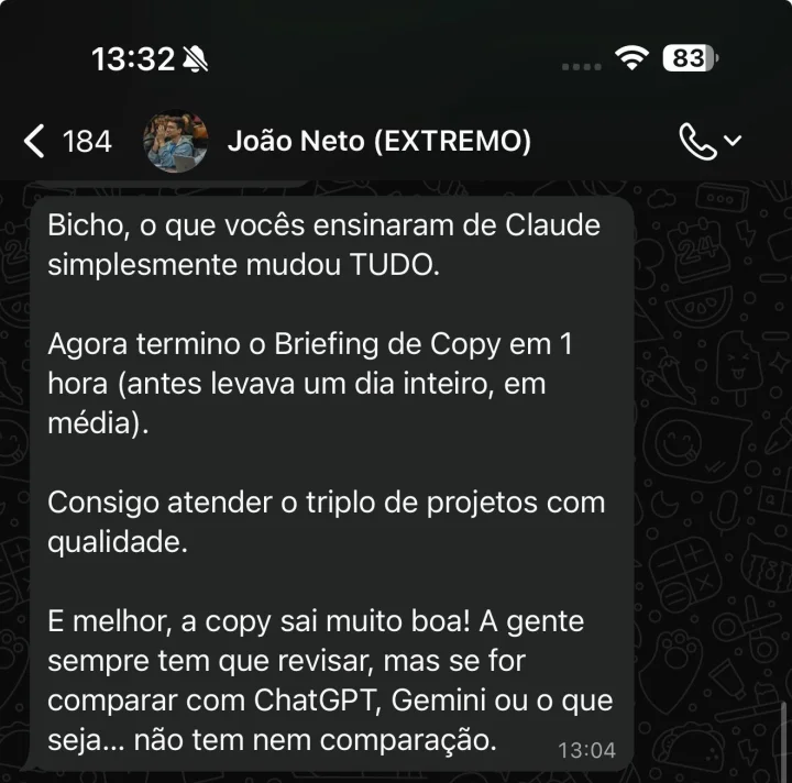 Depoimento de aluno