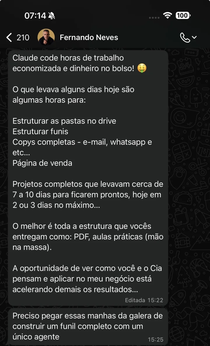 Depoimento de aluno